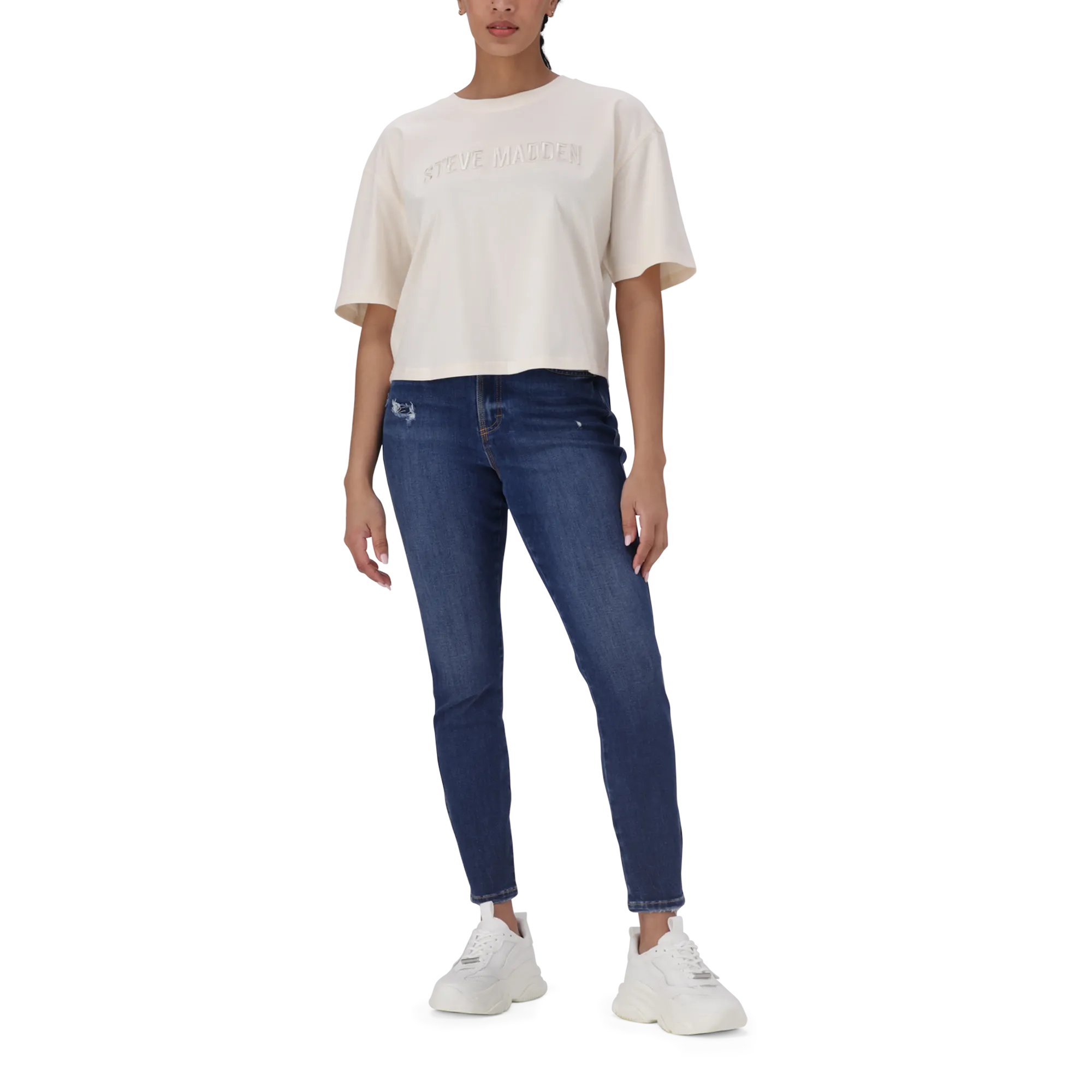 ALESSA CHALK CROPPED BOXY T-SHIRT