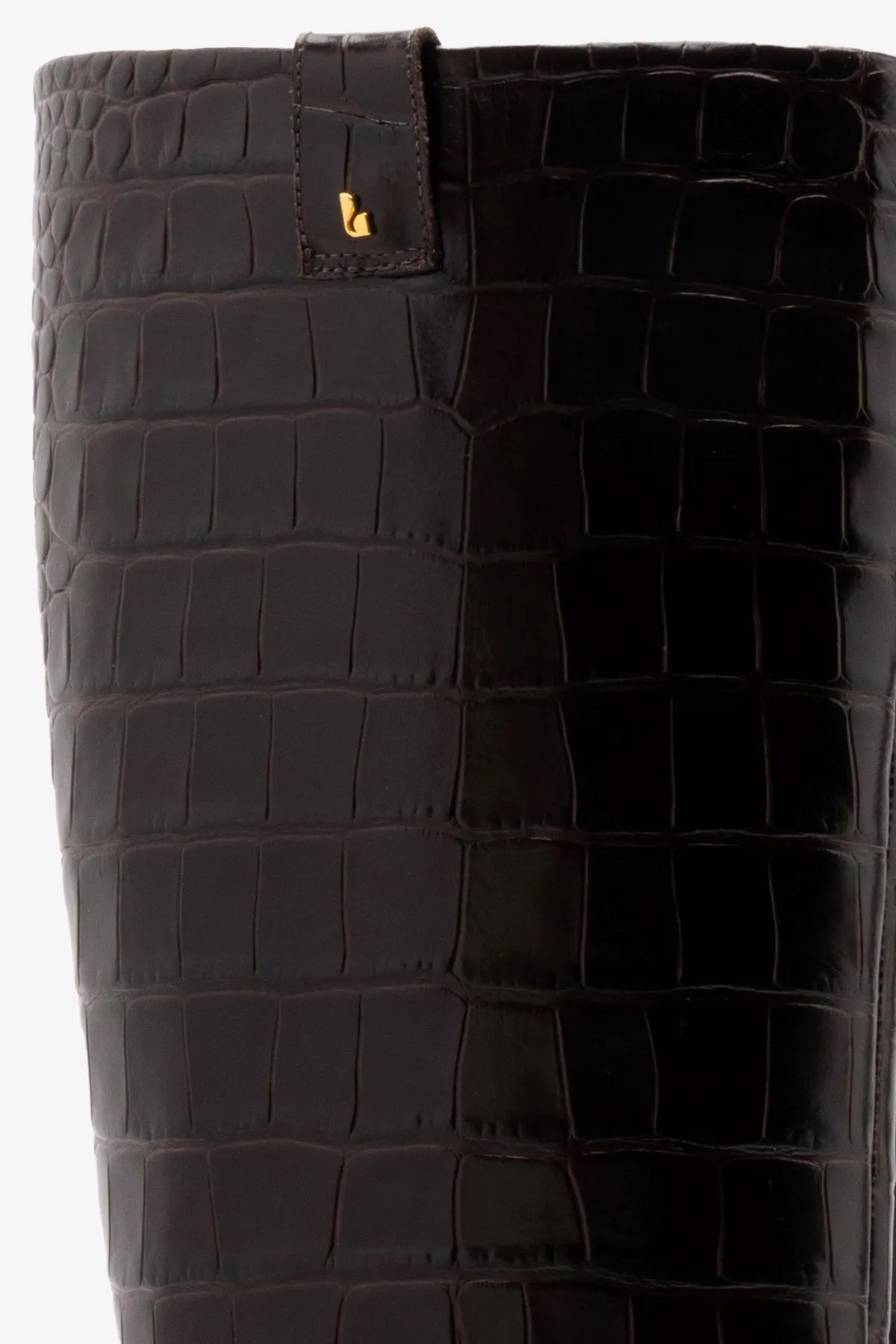 Alexis Flat Boot In Brown Croc Leather