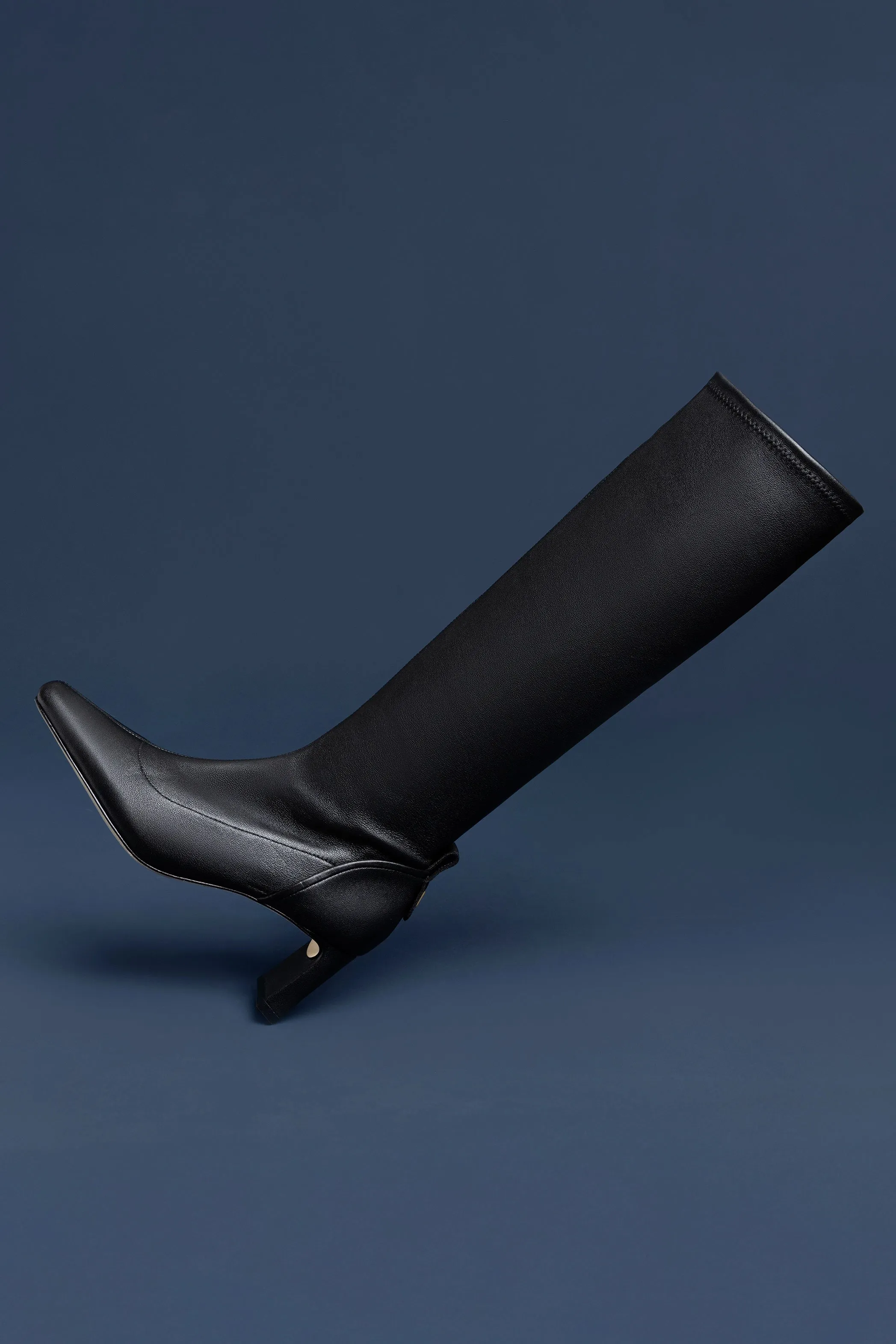 Alexis Hi Boot In Black Stretch Leather