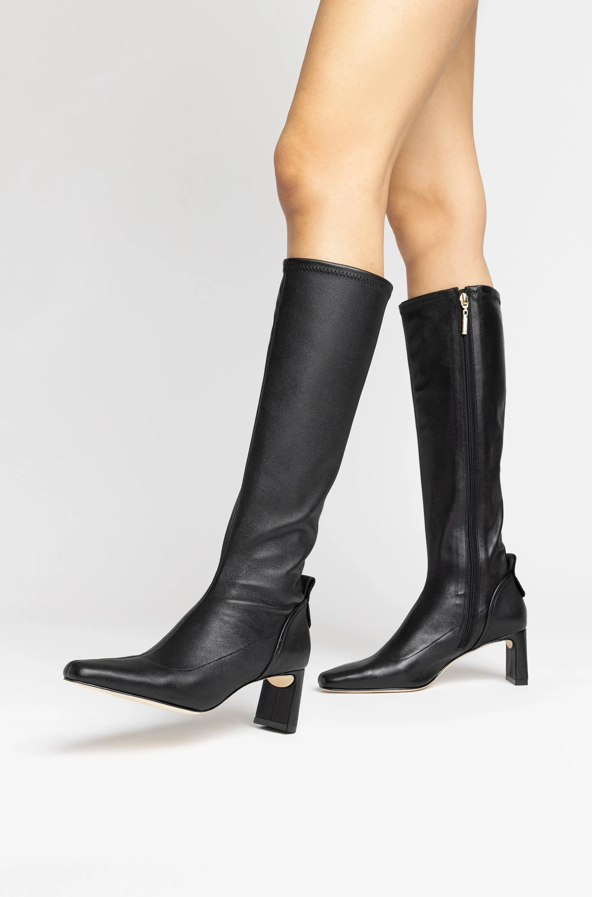 Alexis Hi Boot In Black Stretch Leather