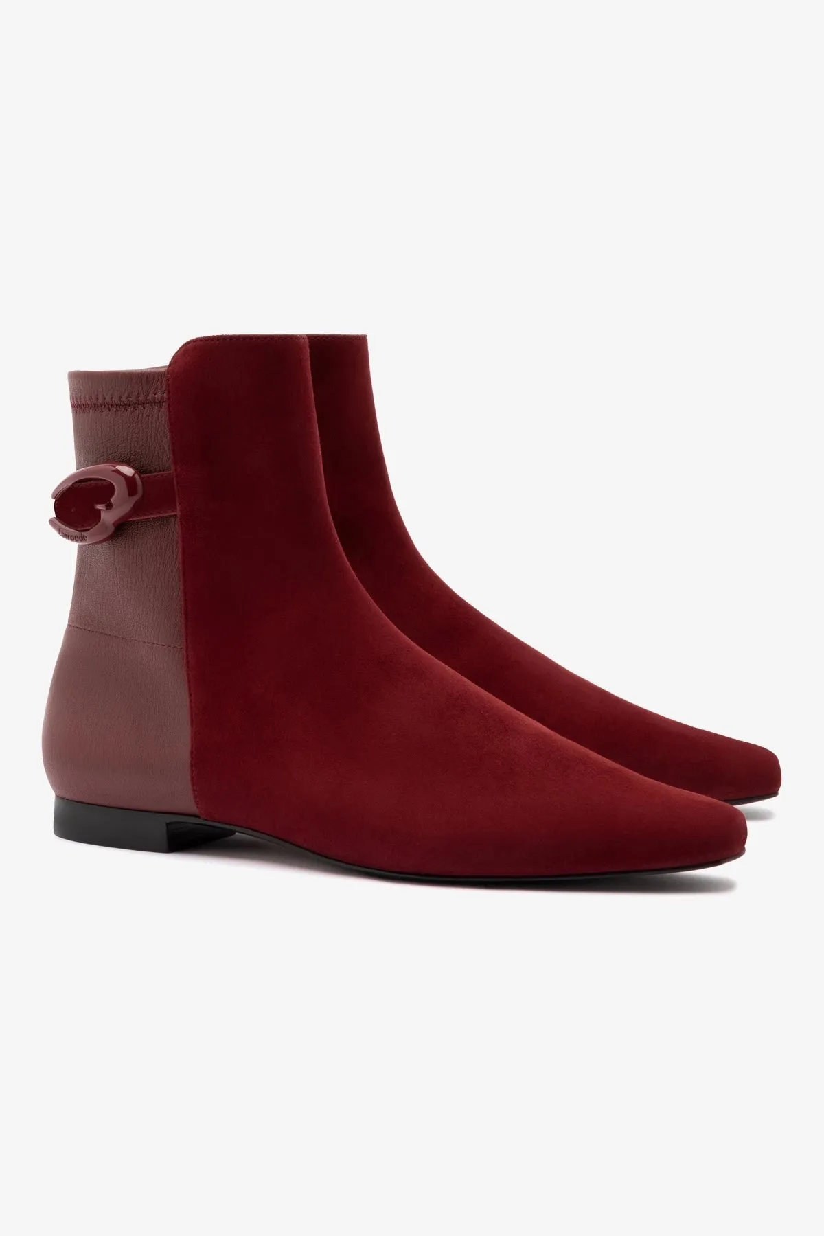 Alexis Verona Flat Boot In Burgundy Suede