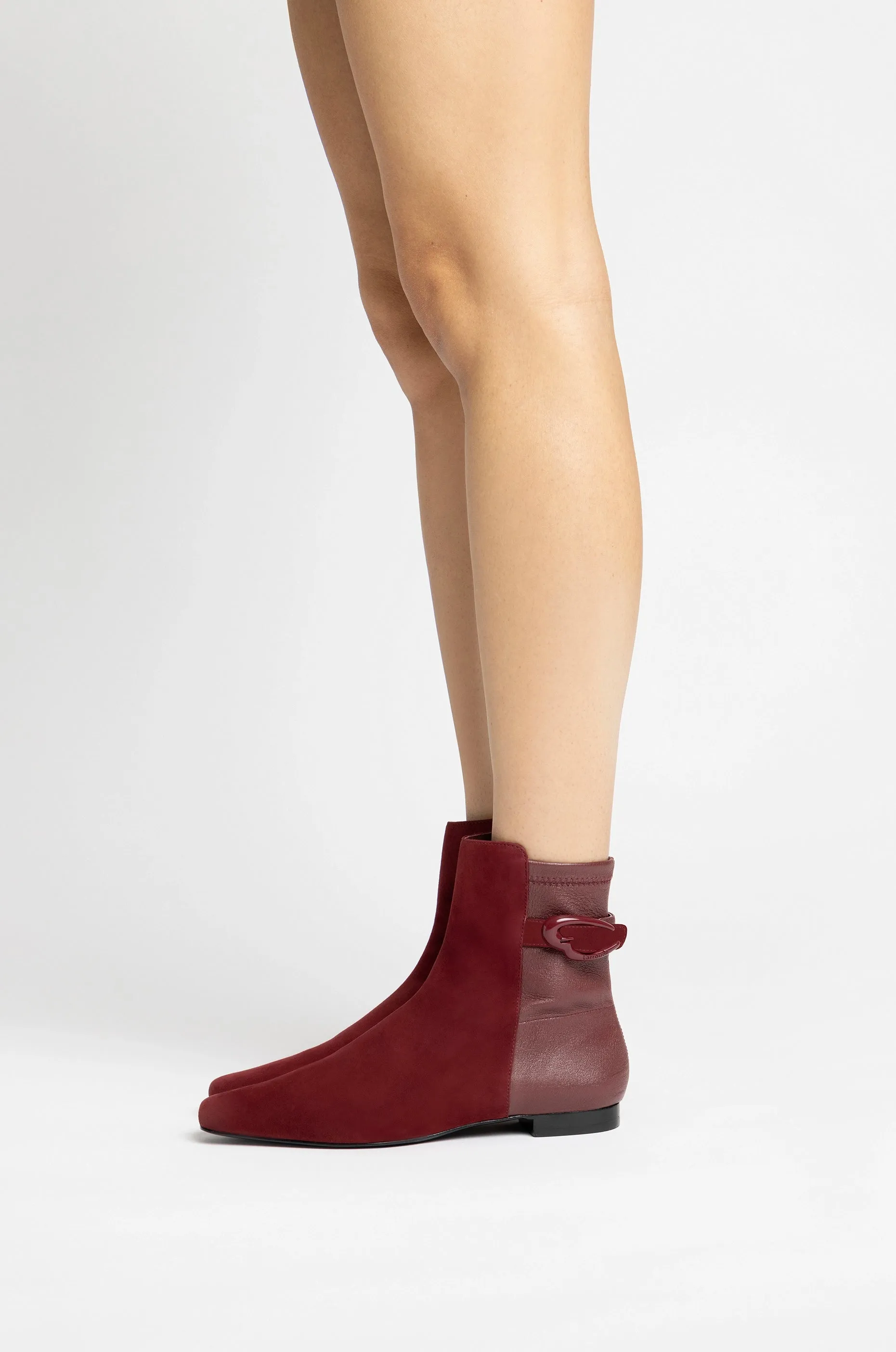 Alexis Verona Flat Boot In Burgundy Suede