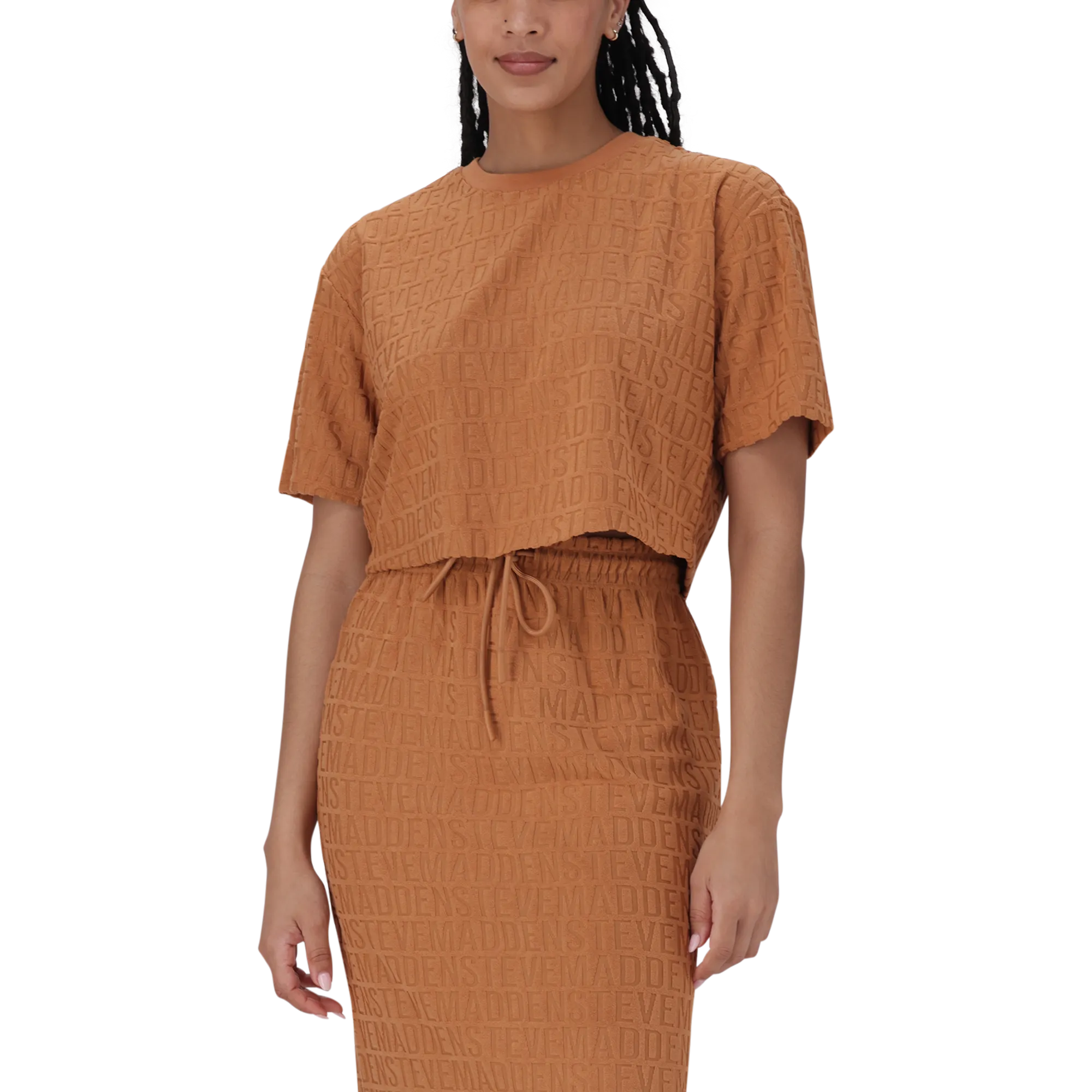 ALONDRA EMBOSSED LOGO BOXY T-SHIRT