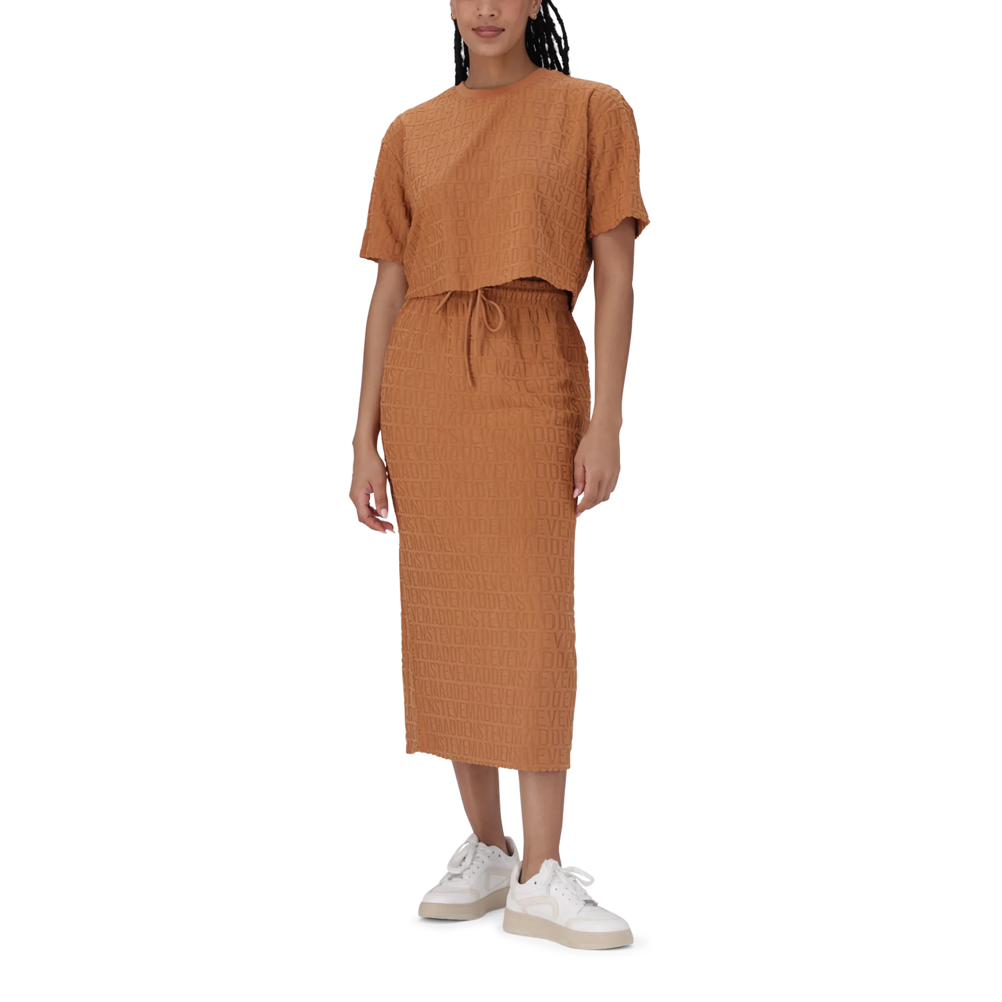 ALONDRA EMBOSSED LOGO BOXY T-SHIRT