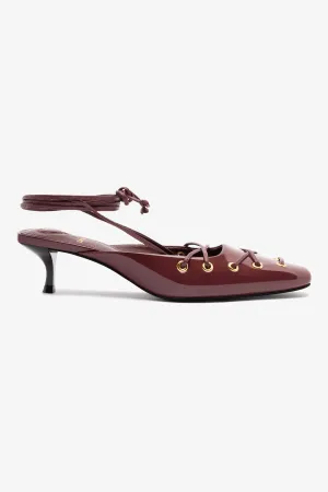Amal Lace Up Pump In Burgundy Leather