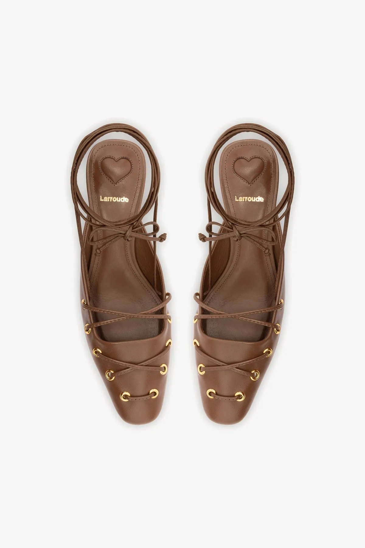 Amal Lace Up Pump In Burnt Umber Leather