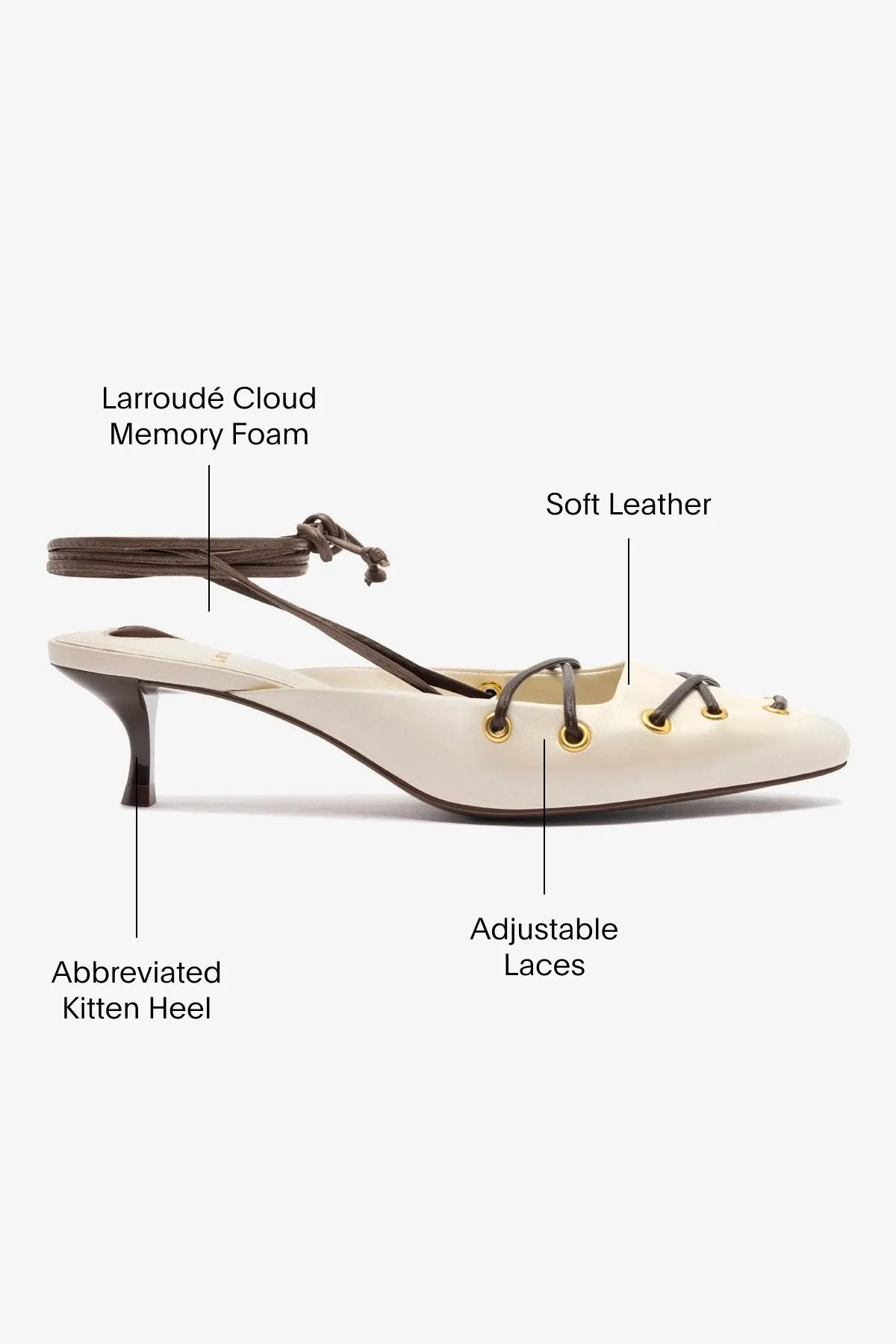 Amal Lace Up Pump In Ivory Leather