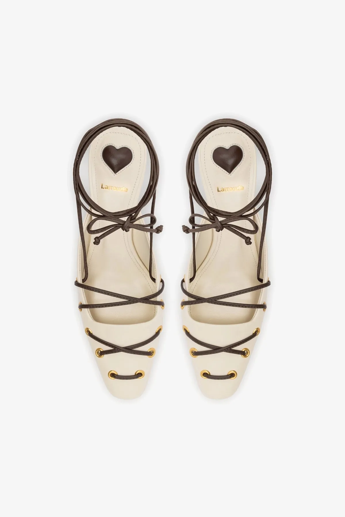 Amal Lace Up Pump In Ivory Leather