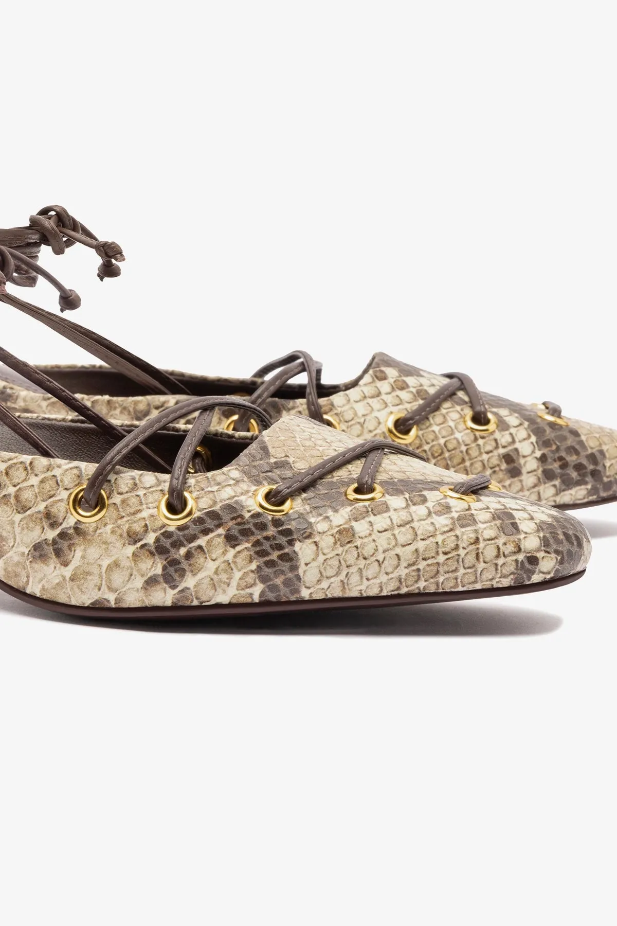 Amal Lace Up Pump In Neutral Printed Snake