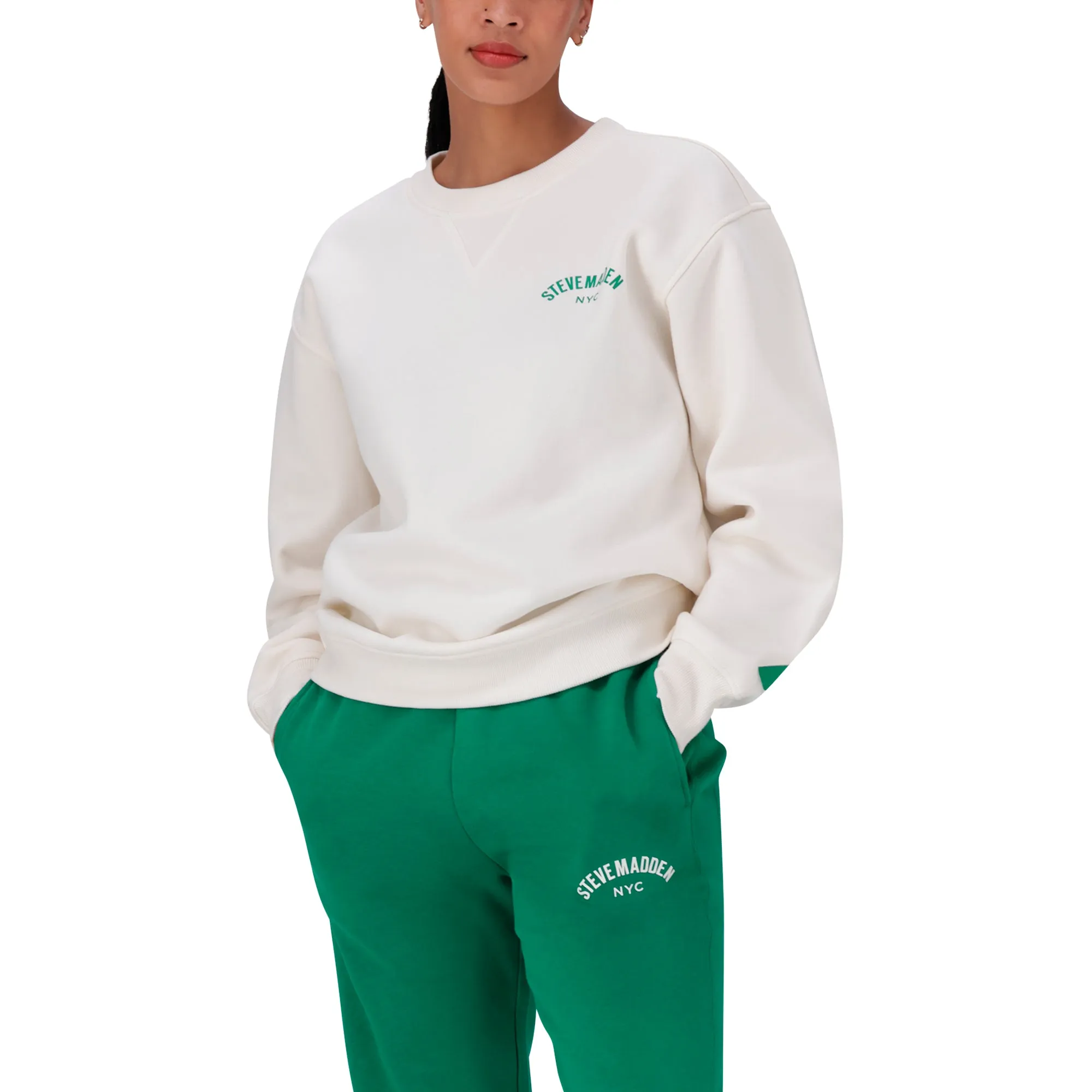 AMELIA CREAM OVERSIZED CREW NECK FLEECE SWEAT