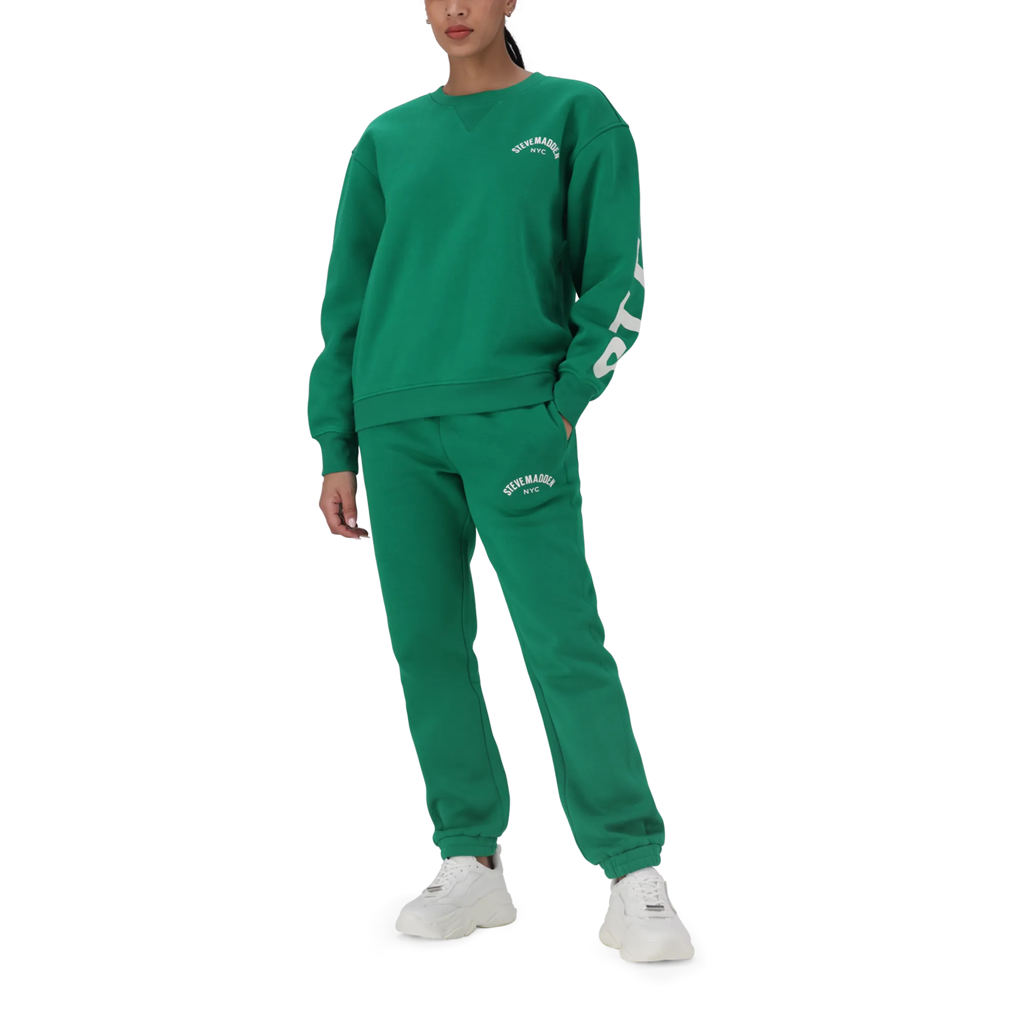 AMELIA EMERALD OVERSIZED CREW NECK FLEECE SWEAT
