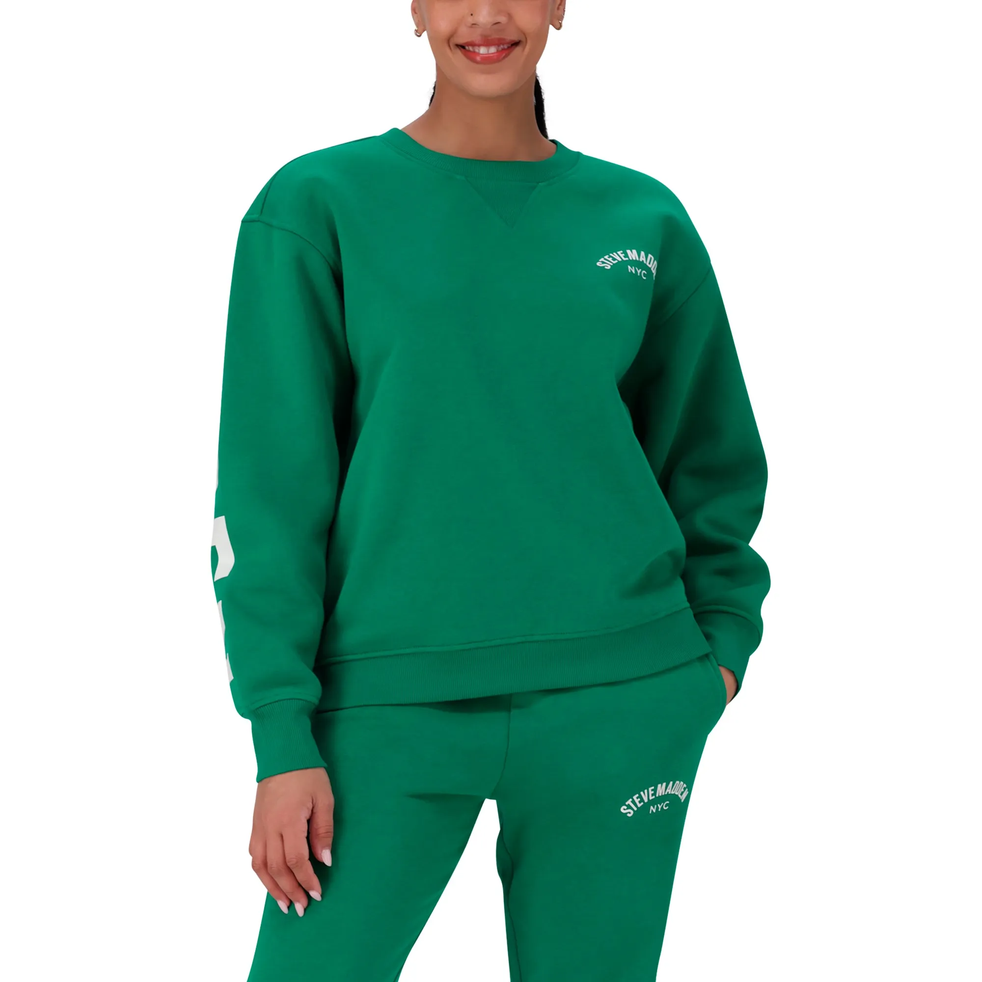 AMELIA EMERALD OVERSIZED CREW NECK FLEECE SWEAT
