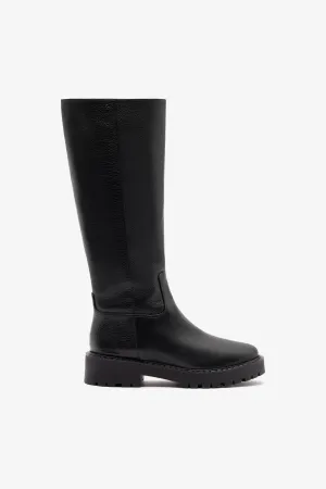 Anne Lugsole Boot In Black Leather