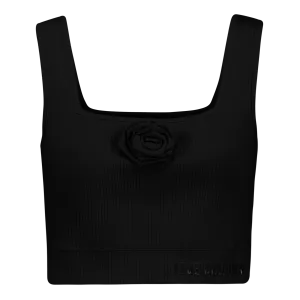 ARIANNA BLACK CROPPED TOP WITH ROSE