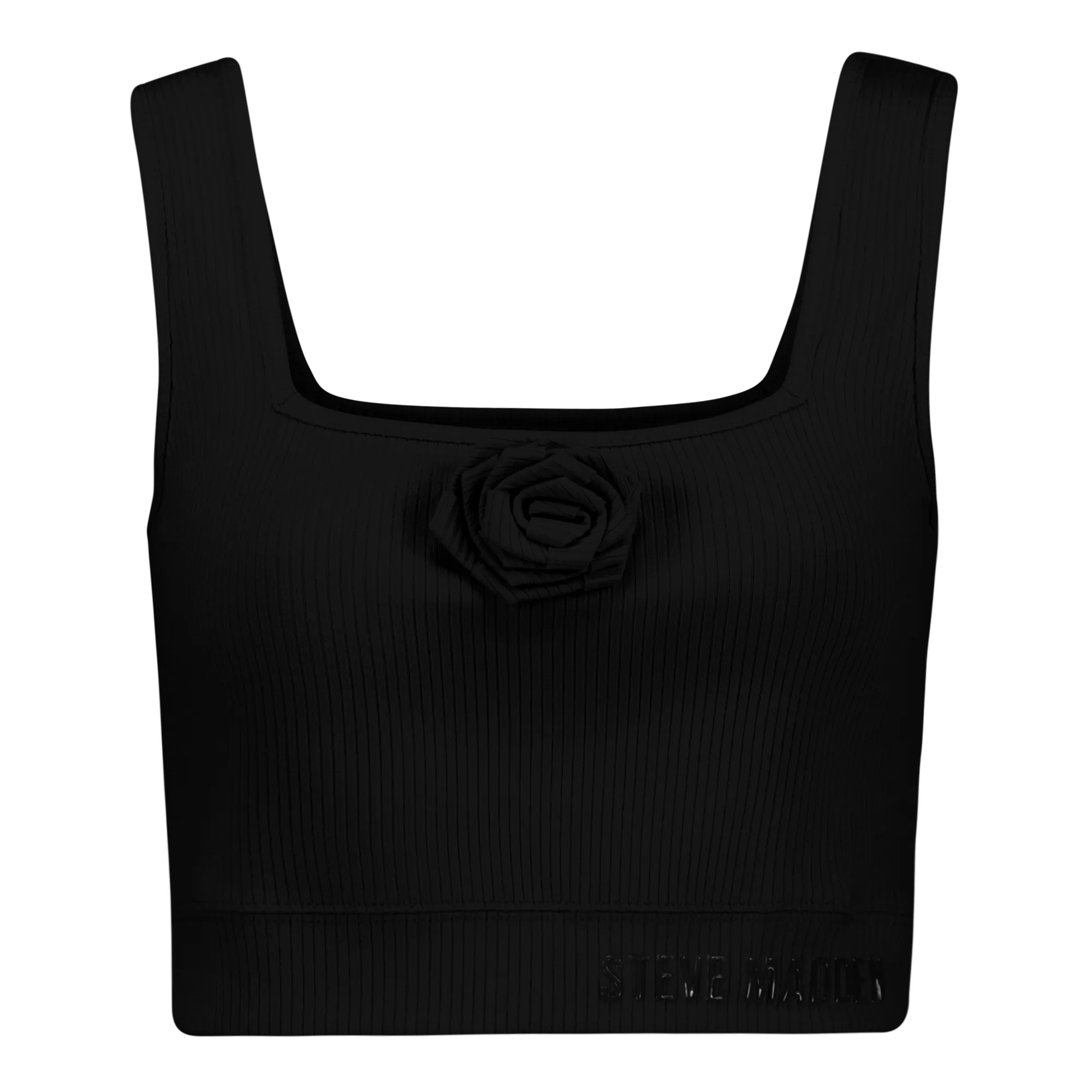 ARIANNA BLACK CROPPED TOP WITH ROSE
