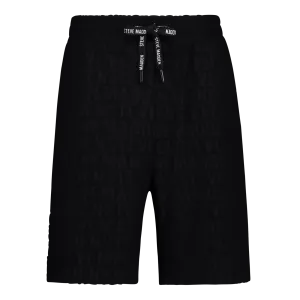 ASHTON BLACK EMBOSSED JOGGER SHORTS