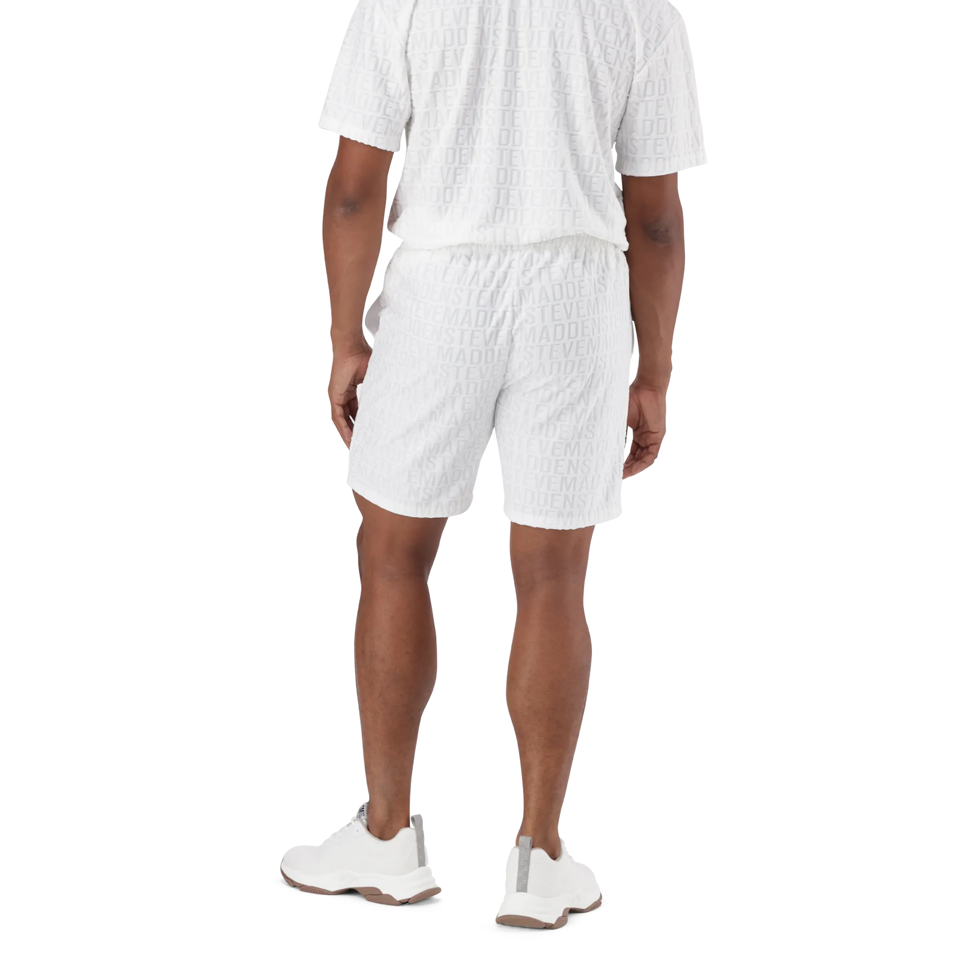 ASHTON OFF WHITE EMBOSSED JOGGER SHORTS