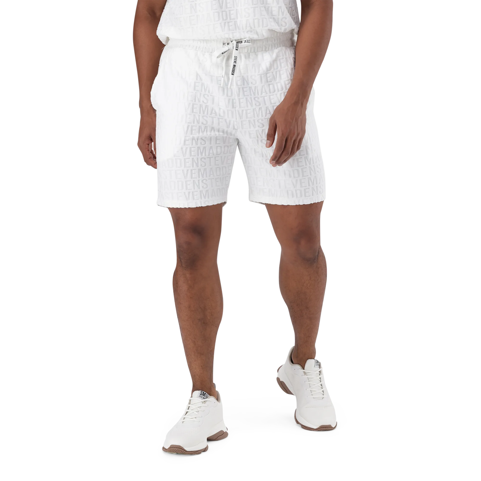 ASHTON OFF WHITE EMBOSSED JOGGER SHORTS