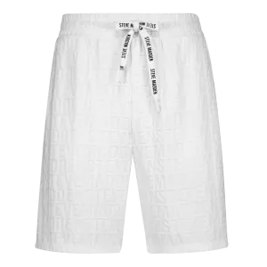 ASHTON OFF WHITE EMBOSSED JOGGER SHORTS