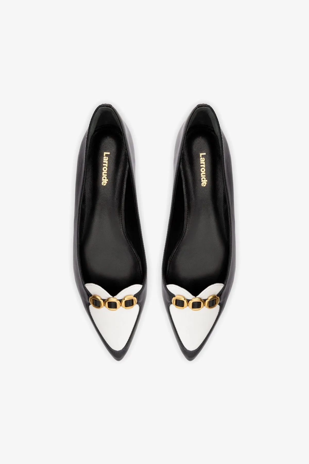 Audrey Flat In Black and White Leather