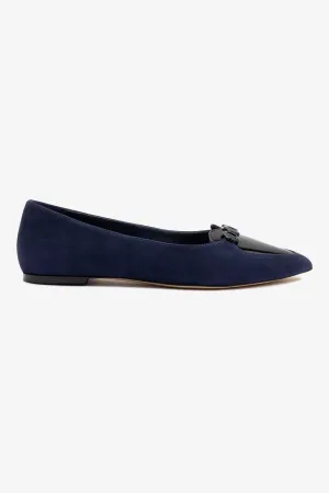 Audrey Flat In Navy Suede