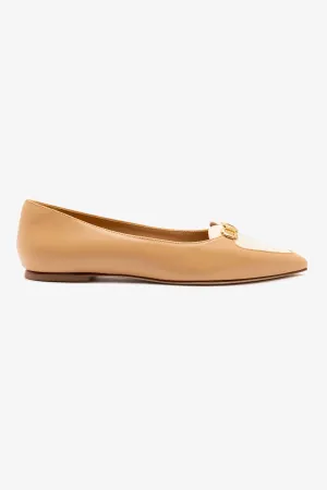 Audrey Flat In Tan Leather
