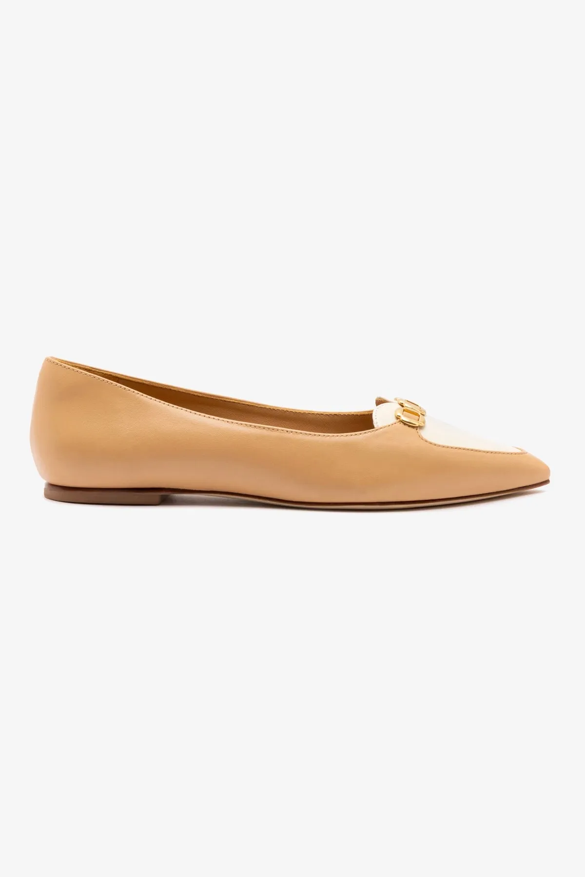 Audrey Flat In Tan Leather