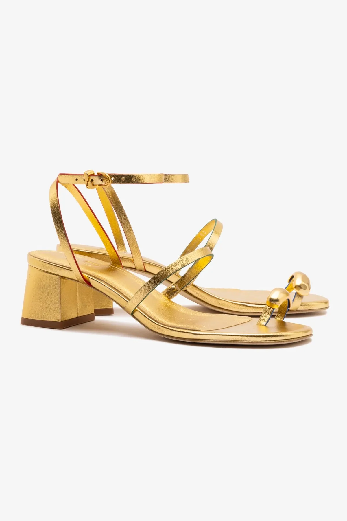 Biarritz Block In Gold Metallic Leather