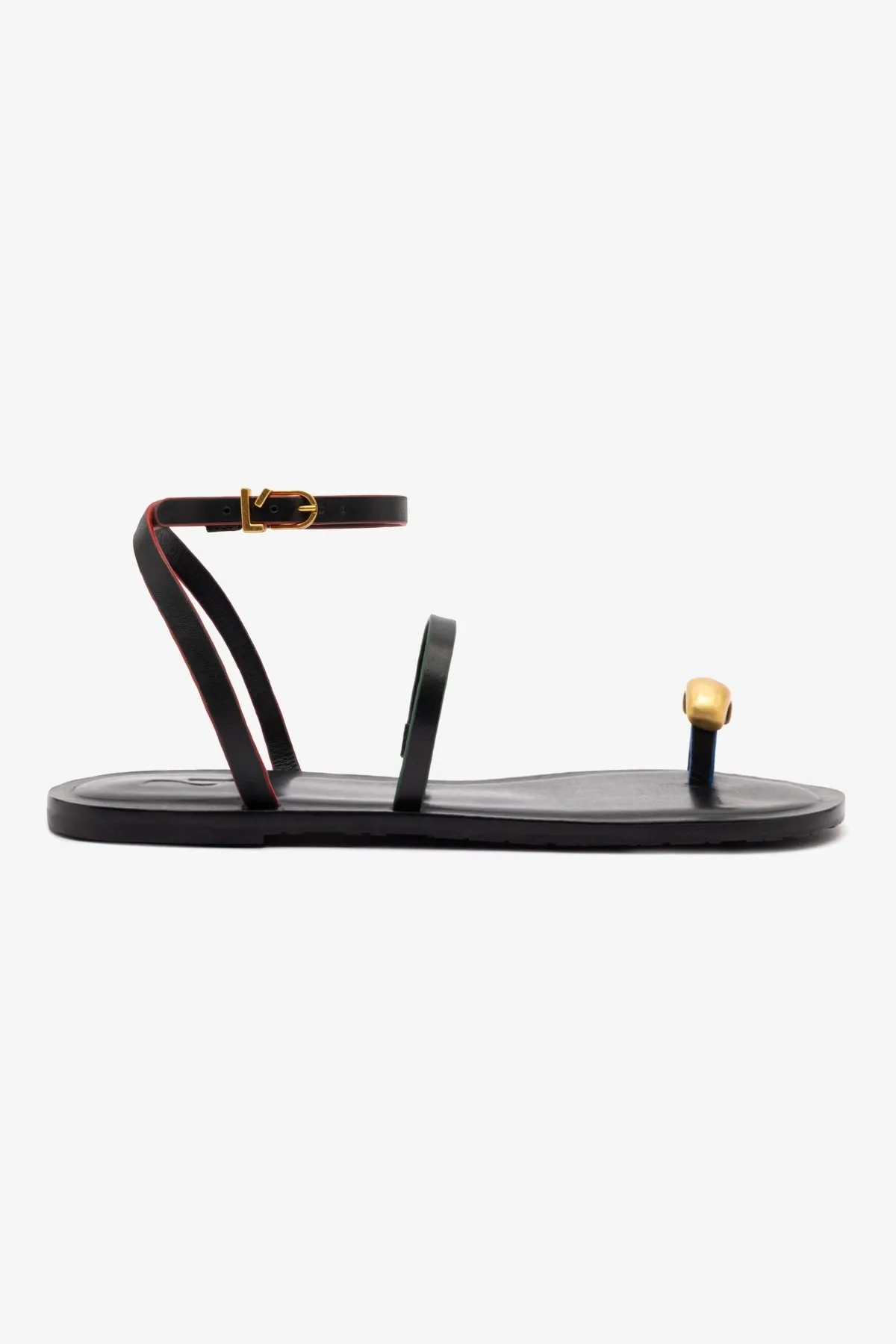 Biarritz Flat Sandal In Black Leather