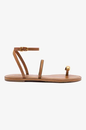 Biarritz Flat Sandal In Light Caramel Leather