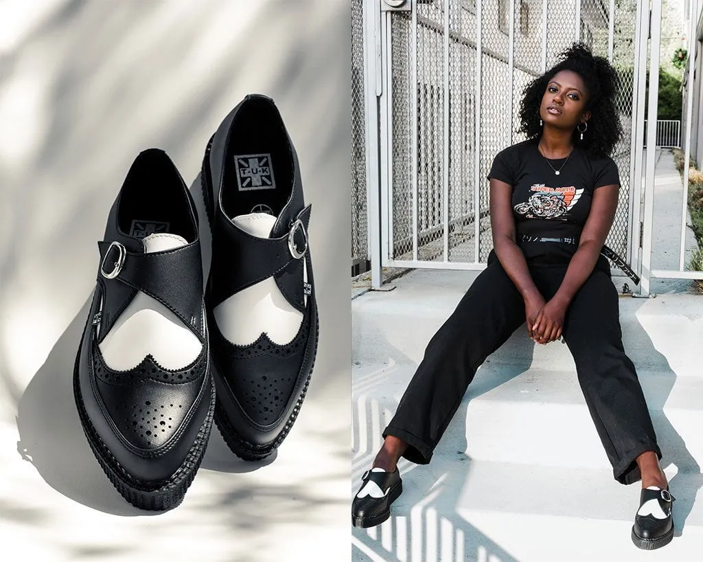 Black & White TUKskin? Wing Buckle Pointed Creeper