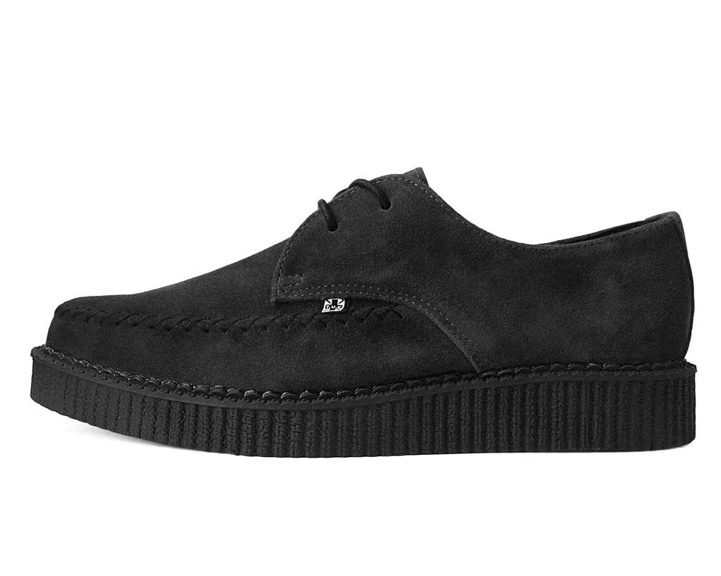 ?Black Suede X-Stitch Pointed Creeper