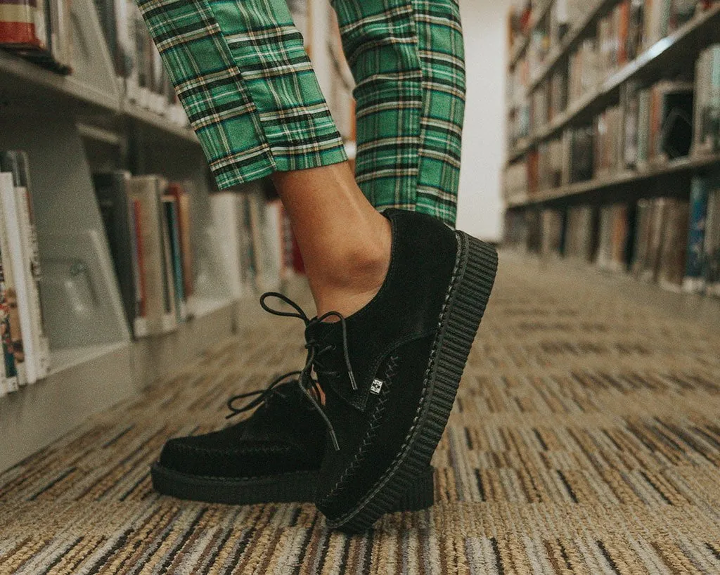 ?Black Suede X-Stitch Pointed Creeper