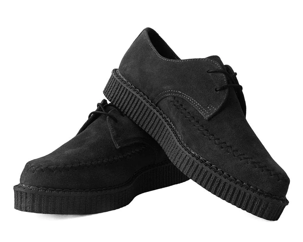 ?Black Suede X-Stitch Pointed Creeper