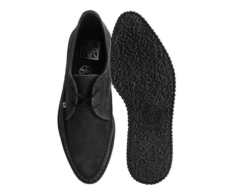 ?Black Suede X-Stitch Pointed Creeper