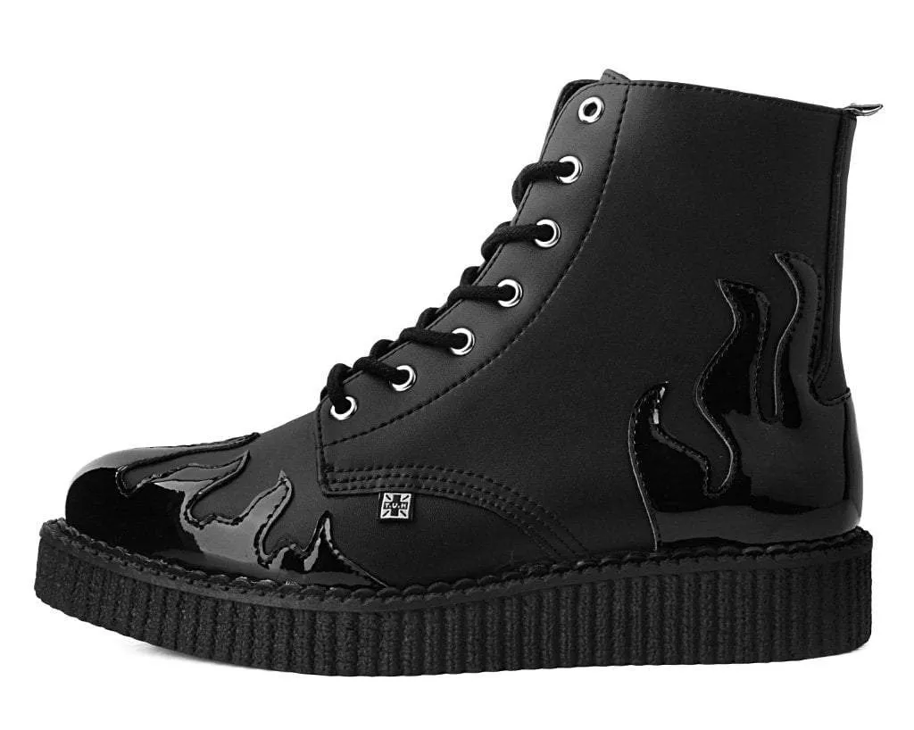 Black TUKskin? & Patent Flame 7-Eye Pointed Boot