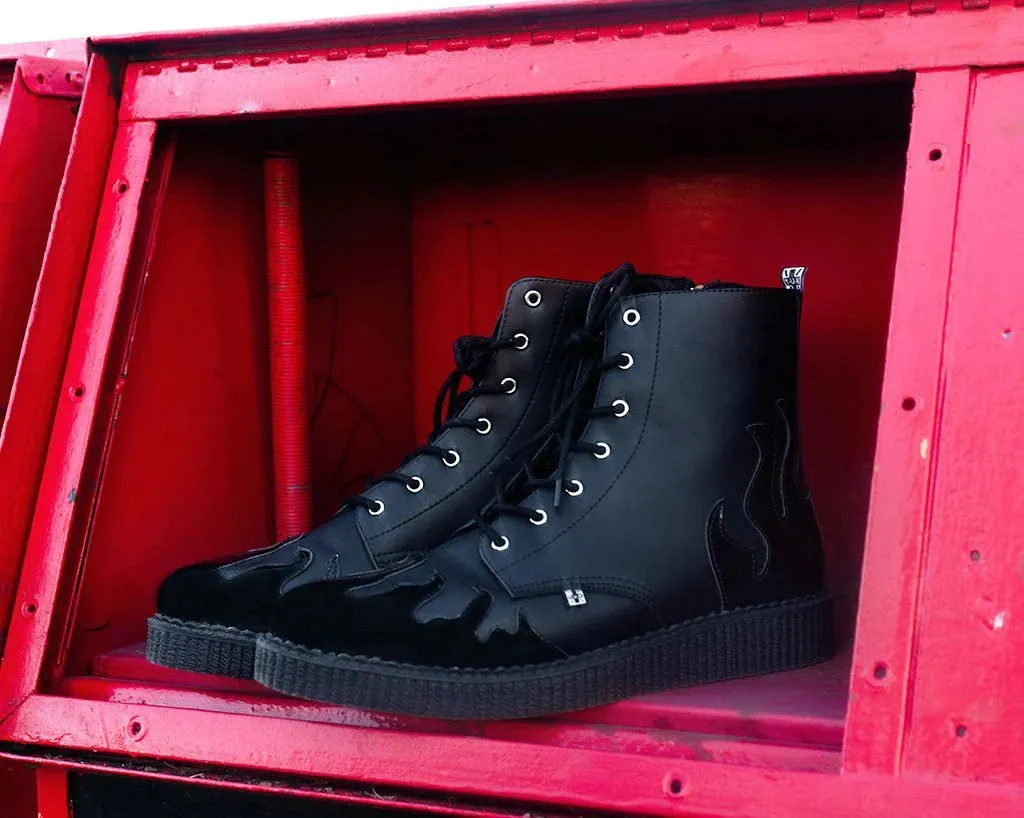 Black TUKskin? & Patent Flame 7-Eye Pointed Boot