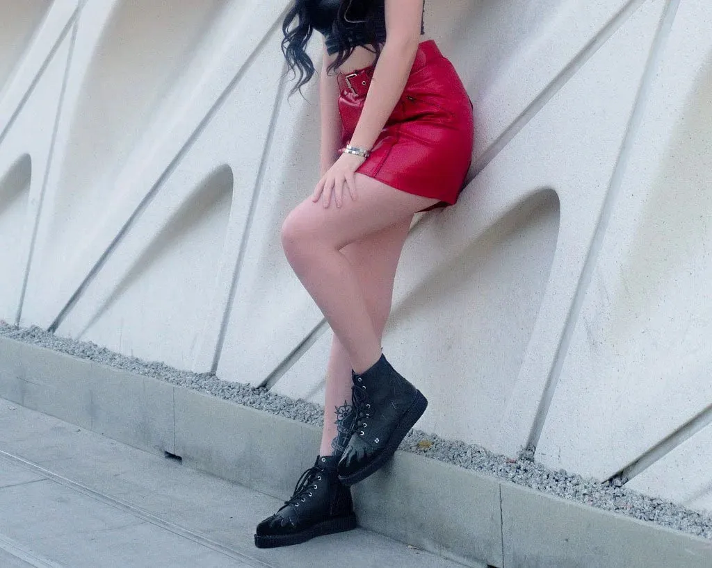 Black TUKskin? & Patent Flame 7-Eye Pointed Boot