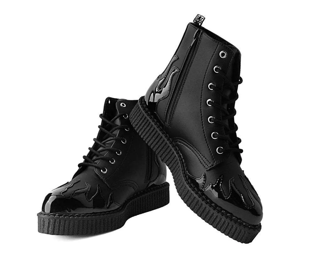 Black TUKskin? & Patent Flame 7-Eye Pointed Boot