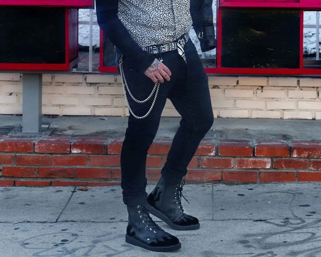 Black TUKskin? & Patent Flame 7-Eye Pointed Boot