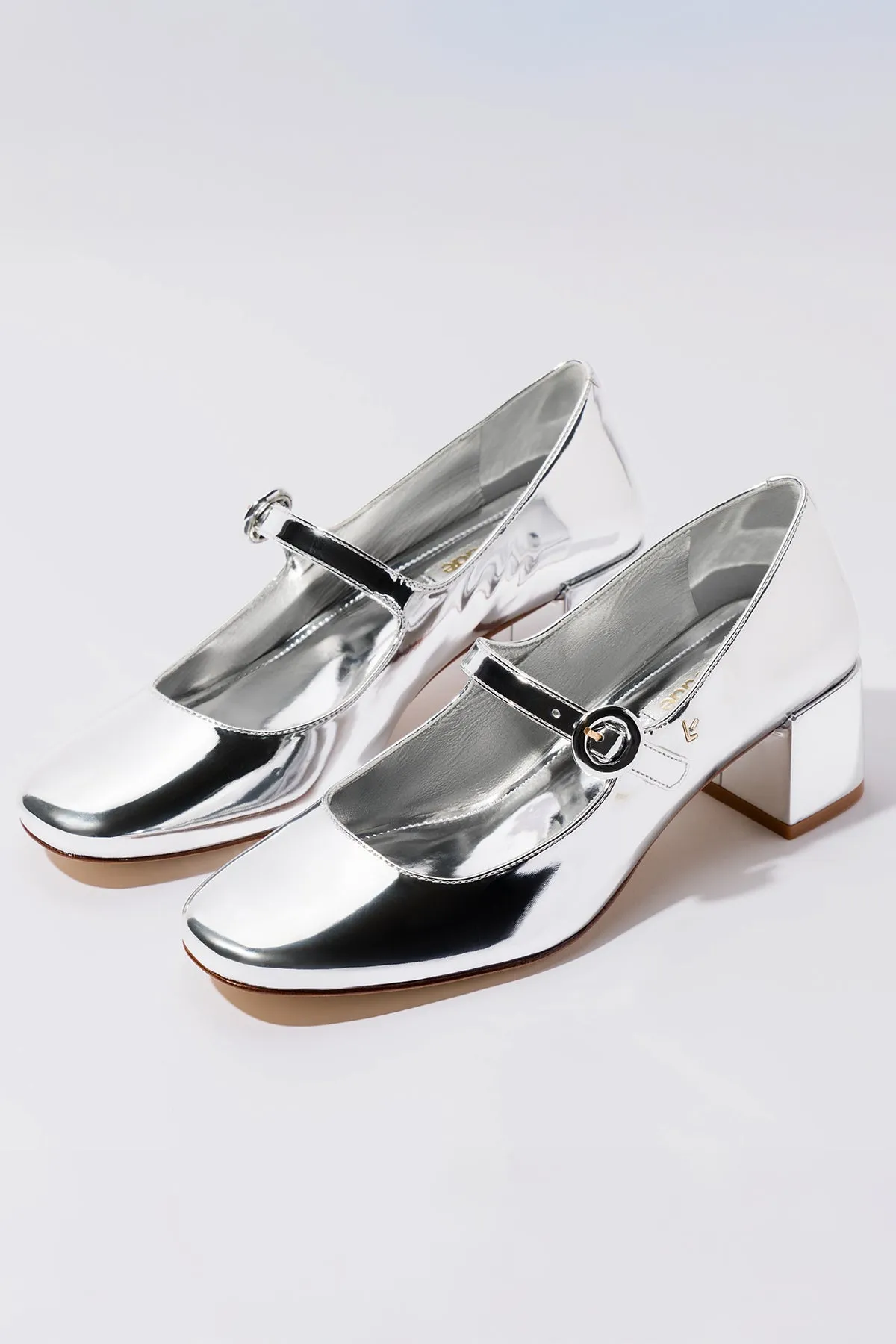 Blair Block Pump In Silver Specchio
