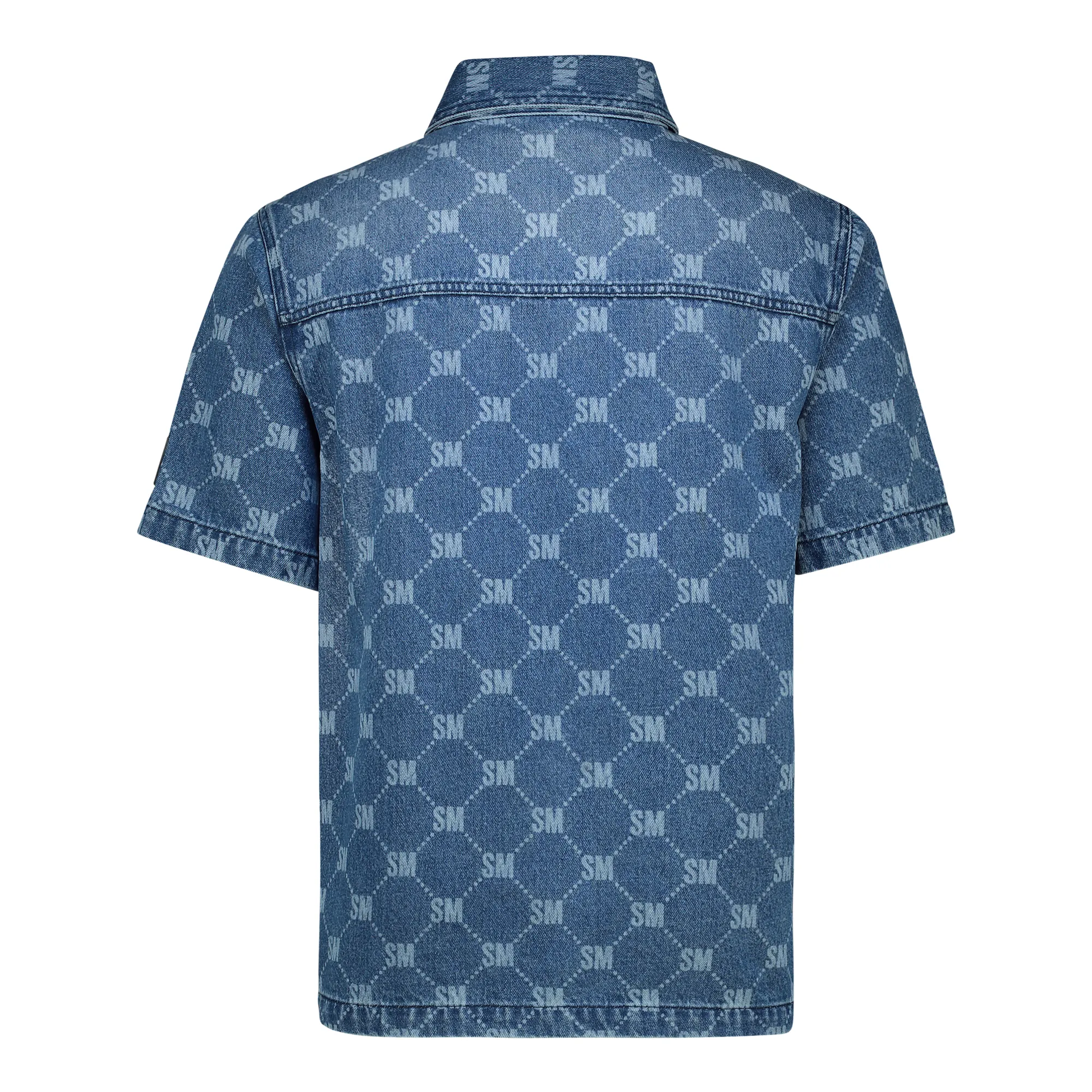 BLAKE MID BLUE PRINTED DENIM SHIRT