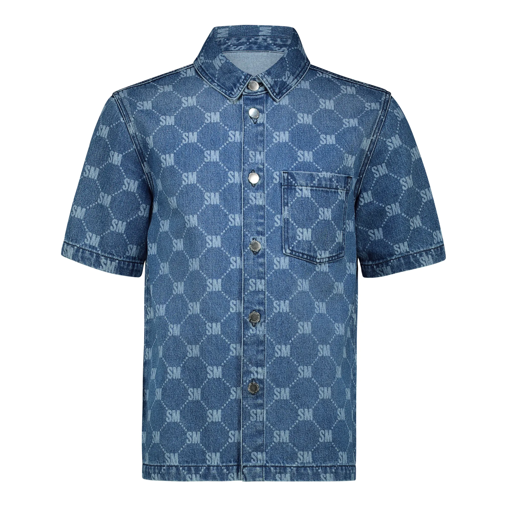 BLAKE MID BLUE PRINTED DENIM SHIRT