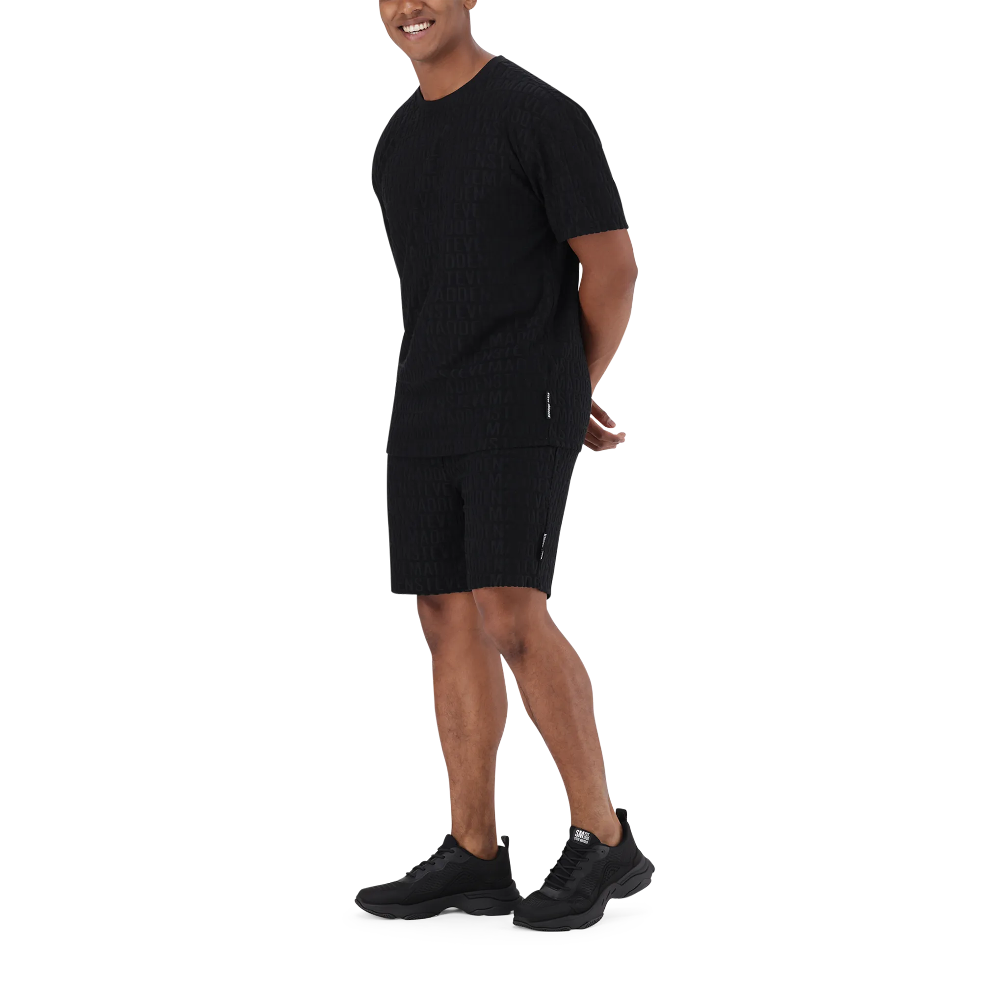 CALEB BLACK EMBOSSED T-SHIRT