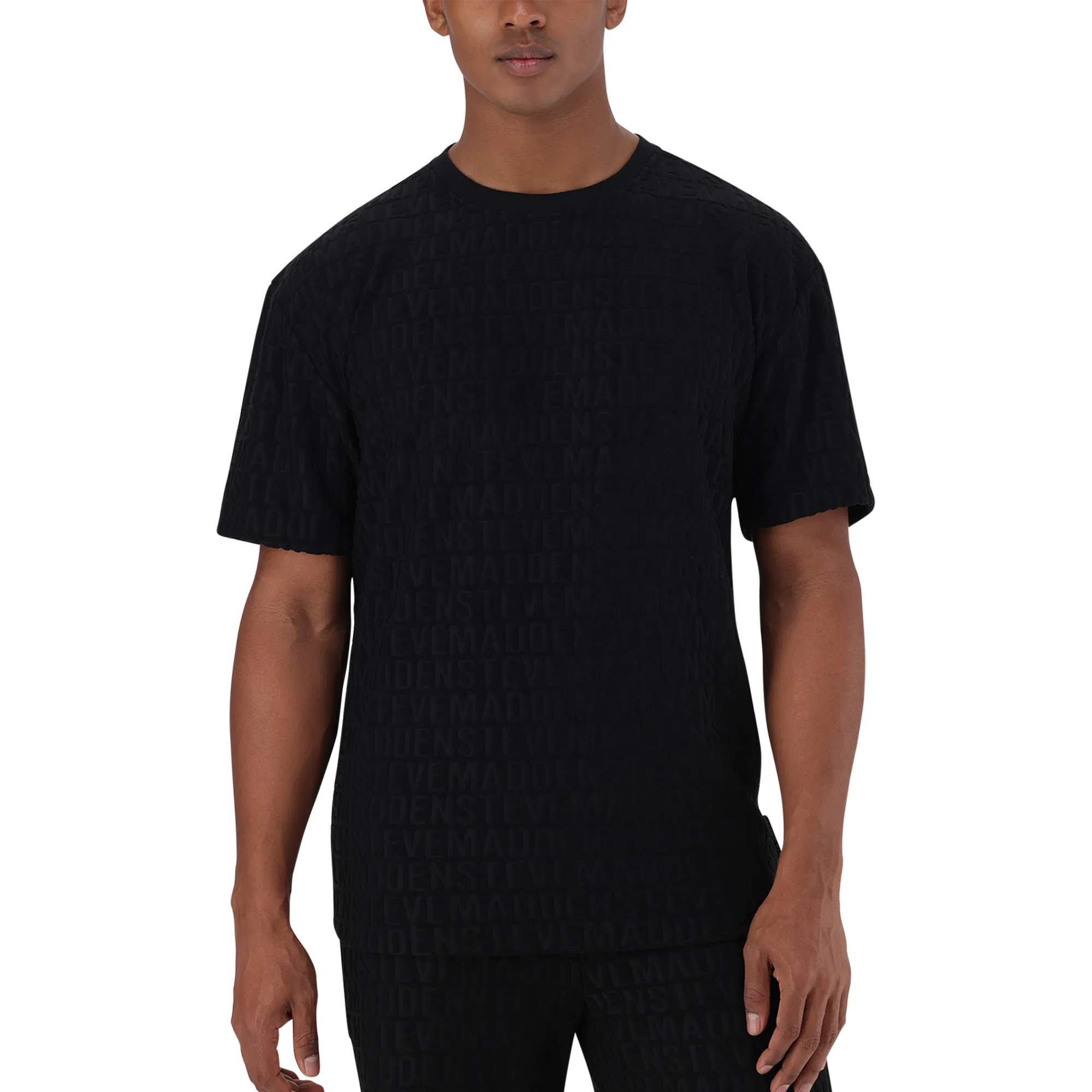 CALEB BLACK EMBOSSED T-SHIRT