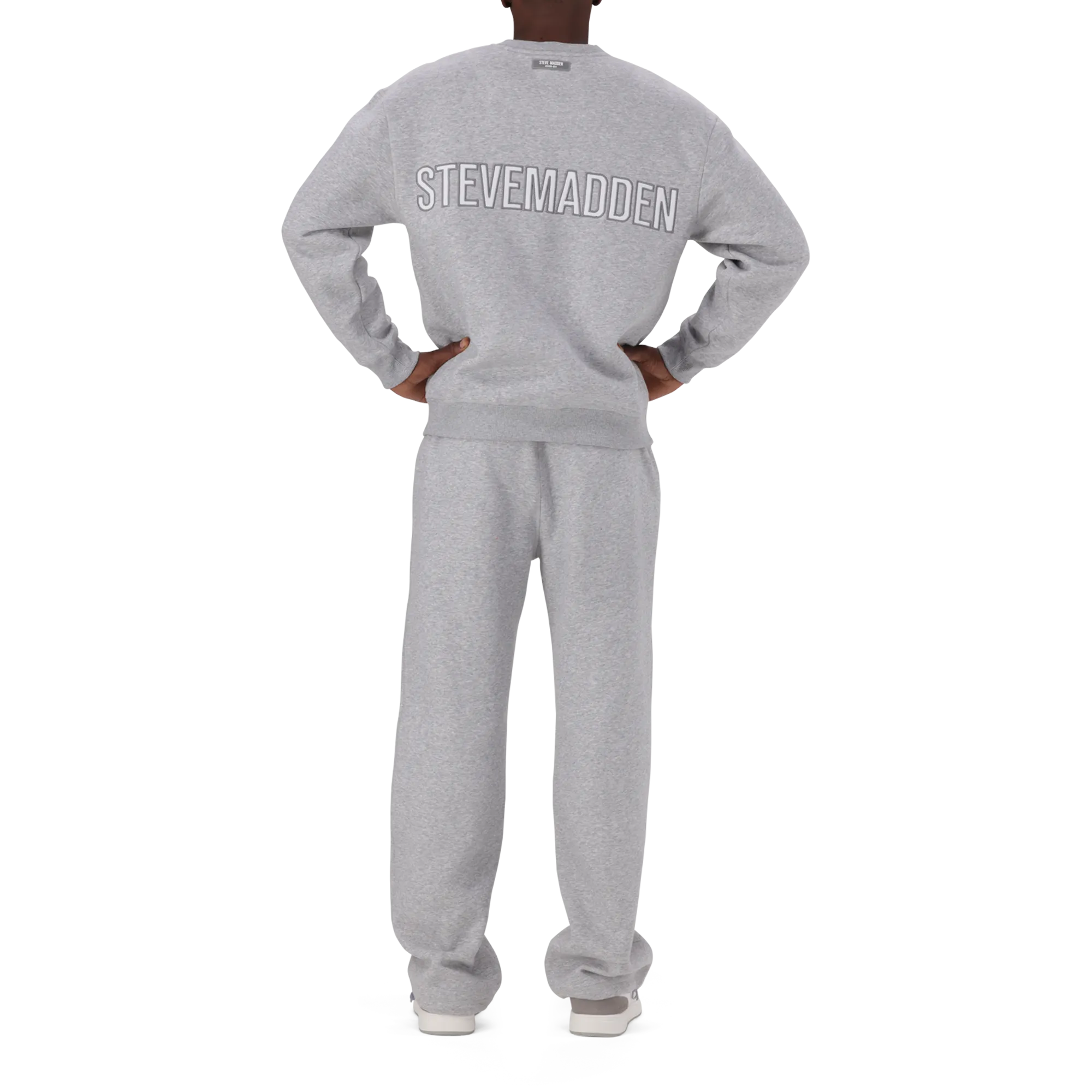 CAMDEN GREY MELANGE OVERSIZED FLEECE CREW NECK
