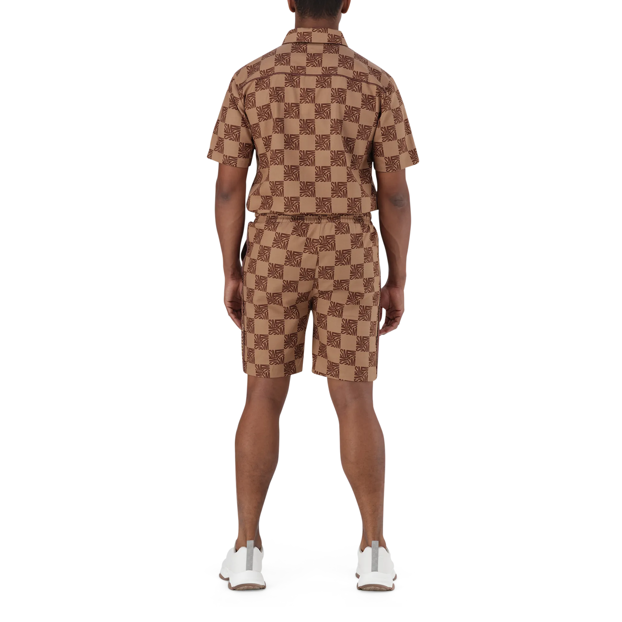 CARSON CAMEL CHECKER BLOCK SHORTS