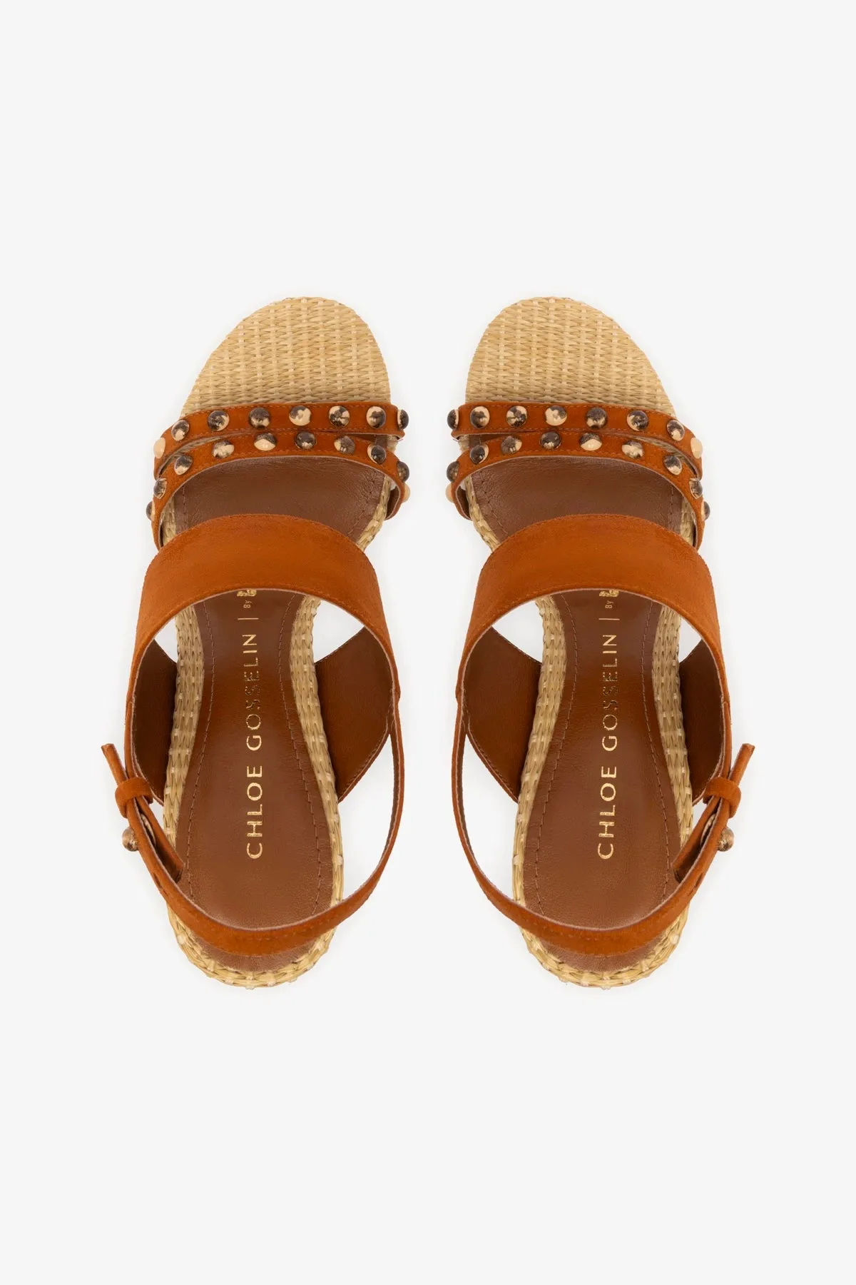 Chloe Gosselin by Larroud?? Margot Sandal In Chestnut Suede and Natural Raffia