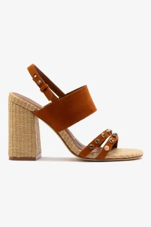Chloe Gosselin by Larroud?? Margot Sandal In Chestnut Suede and Natural Raffia