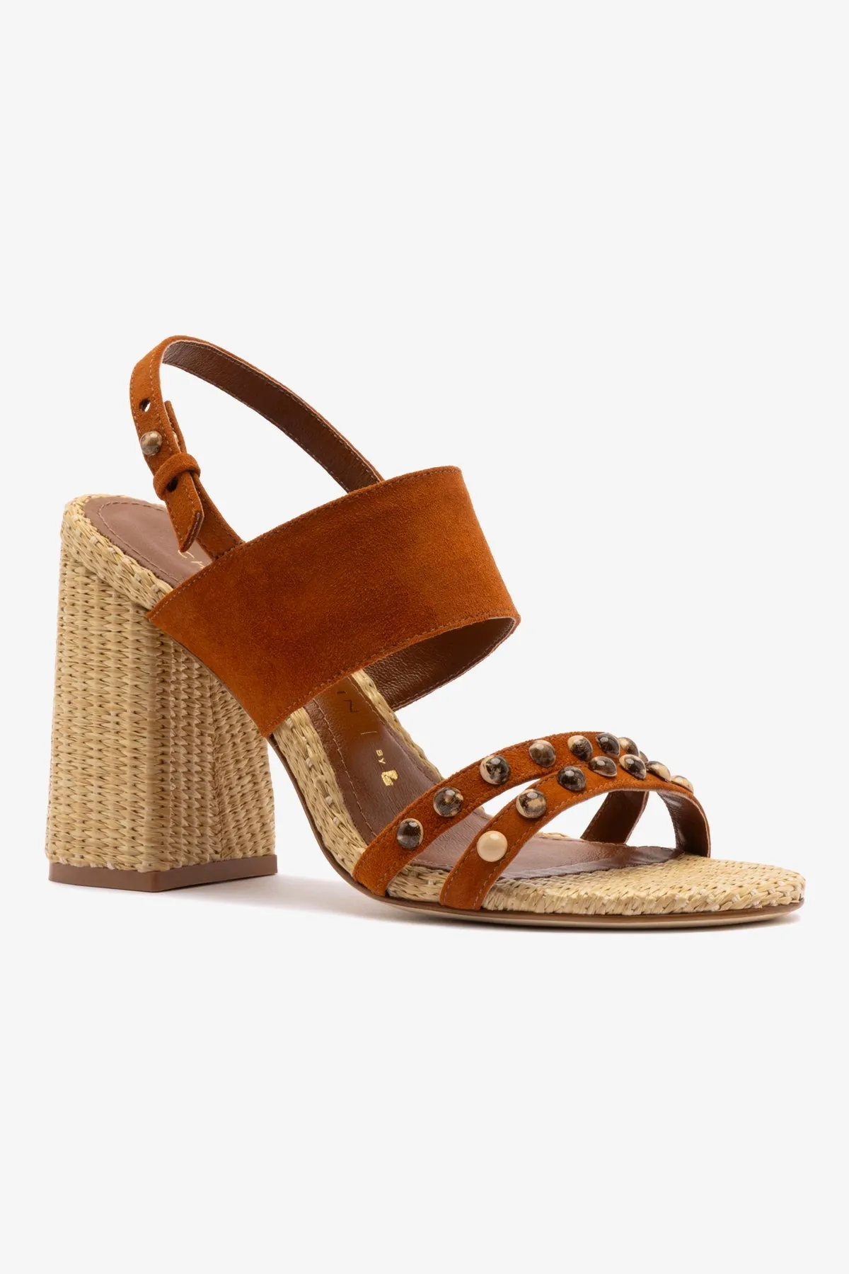 Chloe Gosselin by Larroud?? Margot Sandal In Chestnut Suede and Natural Raffia